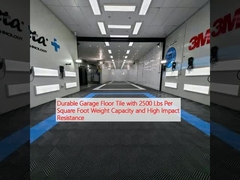 Telha de piso de garagem durável com capacidade de peso de 2500 libras por pé quadrado e alta resistência ao impacto