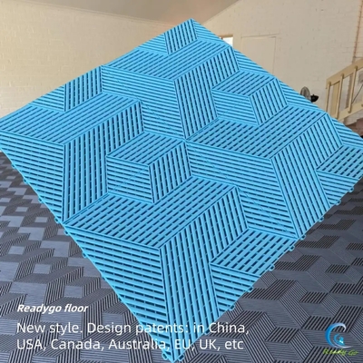 Chapas de piso de garagem flexíveis azuis 3D entrelaçadas tapetes de piso de garagem